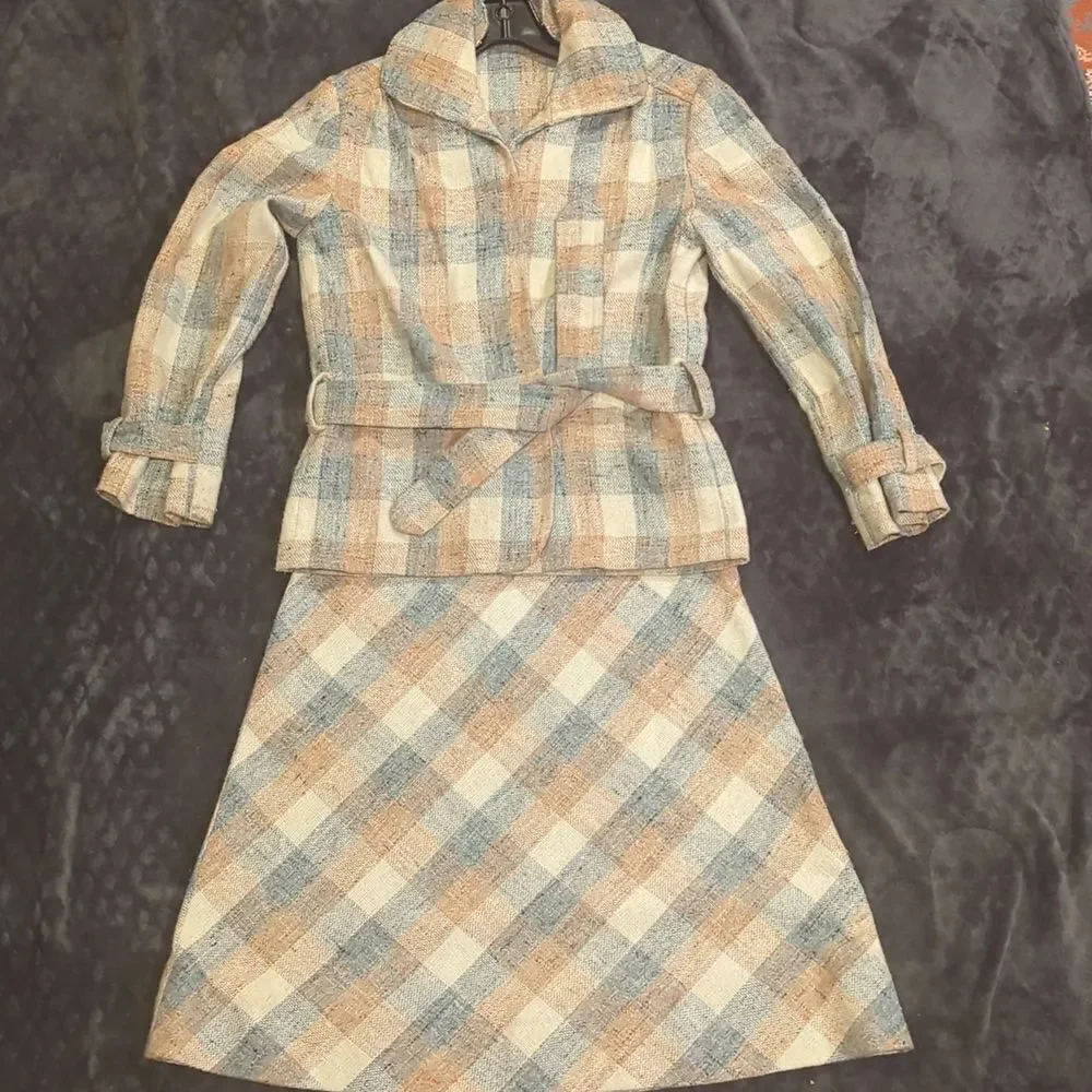 Vintage 1960s Dalton Skirt‎ Suit | Matching Jacket, Belt and midi flare Skirt